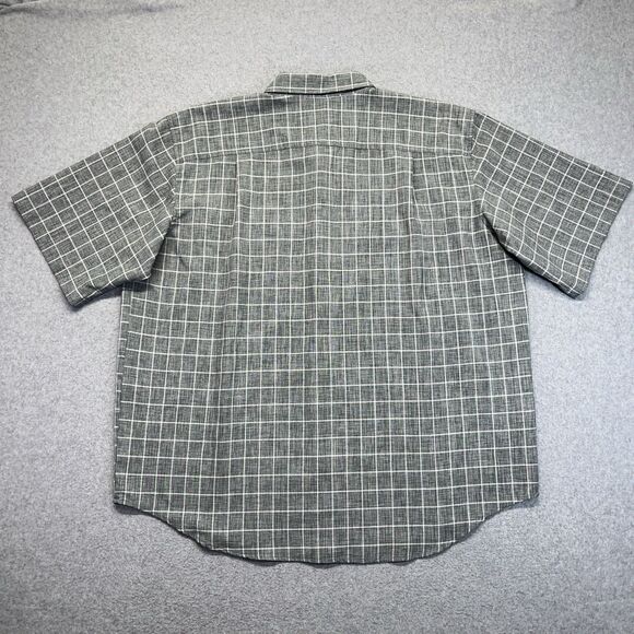 Orvis Button-Down Shirt Men’s 2XL Gray White Windowpane Plaid Short Sleeve - Picture 8 of 11